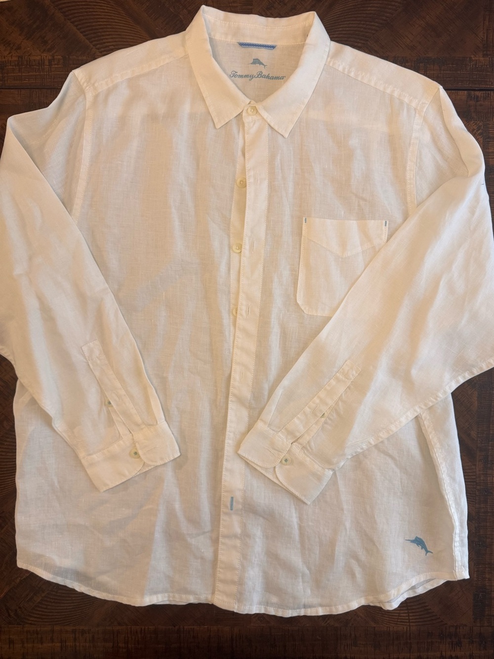 Tommy Bahama Cream Linen Long-Sleeve Button-Down Shirt